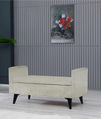 Meşe Home Toffet Bazalı Değiştirilebilir Kollu Süngerli Yüksek Plastik Ayaklı Puf - Bench 58x111 cm