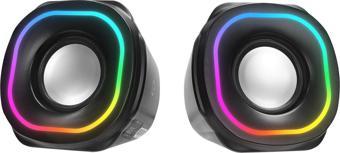 Mikado MD-180 2.0 3W*2 RGB Aydınlatmalı USB + 3.5MM USB 5V Bilgisayar Hoparlörü Siyah
