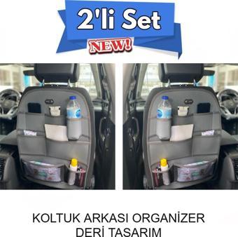Nissan Skystar Araç İçi Deri Koltuk Arkası Organizer 2'li Set Düzenleyici Gri