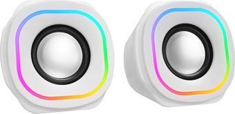 Mikado MD-180 2.0 3W*2 RGB Aydınlatmalı USB + 3.5MM USB 5V Bilgisayar Hoparlörü Beyaz