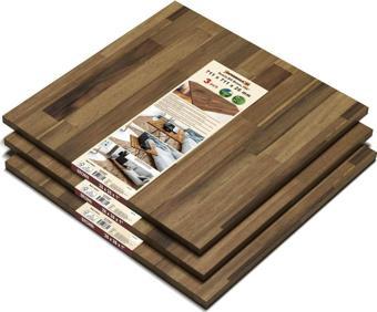Interbuıld Real Wood Acacia Fj Düz Kenar - 711x711x26Mm - 3'lü Paket - Kahverengi