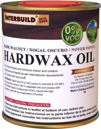 Interbuıld Real Wood Interbuild Hardwax Oil (0%) Voc 250 Ml Mobilya Ve Ahşap Tezgah Yağı - Koyu Ceviz