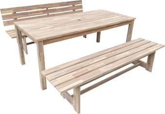 Interbuıld Real Wood Interbuild Masif Ağaç - Peninsula Dış & İç Mekan - 3'lü Oturma (Masa Arkalıklı & Arkalıksız Bank) Org Beyaz