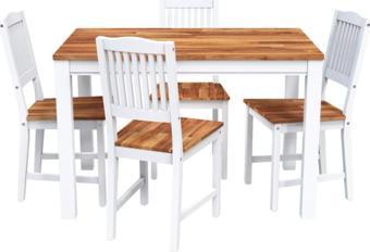 Interbuıld Real Wood Interbuild Masif Ahşap Swoppmokk 5 Parça Yemek Takımı (1 Masa +4 Sandalye) Beyaz Ayak