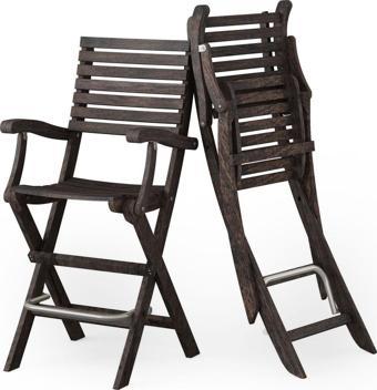 Interbuıld Real Wood Interbuild Masif Akasya Ahşap - Casino Koltuk Katlanabilir Açık Bar Sandalyesi - 2 Adet Espresso