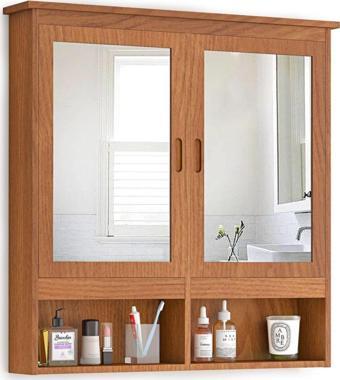 Interbuıld Real Wood Interbuild Meşe Ahşap Aynalıbanyo Duvar Dolabı 100x100x16 Cm