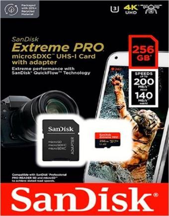 Sandisk 256Gb Extreme Pro Microsdxc Hafıza Kartı (200Mb/S)
