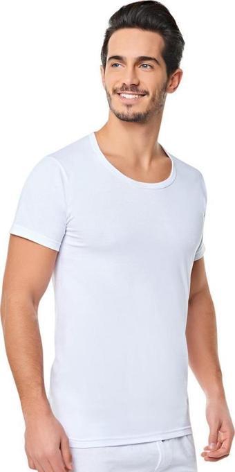 6 lı Paket Seher Yıldız Erkek Kısa Kol Bisiklet Yaka Atlet Beyaz