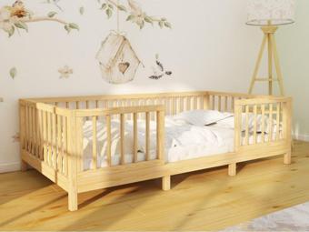 Montessori Boss Alaz - Montessorı Önü Çıkabilen  Bebek Ve Çocuk Doğal Ahşap Yer Yatağı