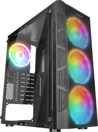 Everest Crest V1 Mesh Temperli Camlı 4X12Cm Auto Rgb Fan Atx Mid-T Gaming Oyuncu Boş Bilgisayar Kasası