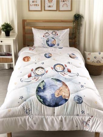 Astronot Desenli Kapitone Yorgan,tek Kişilik Uyku Seti