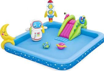 62002 Pompalı -Bestway 53126 Kaydıraklı, Aksesuarlı Astronot  figürlü Lunapark Şişme Eğlence Havuzu (228x206x84cm)