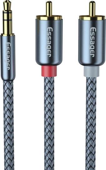 Essager ProSeri 1Mt 3.5mm Jack to RCA Kablo RCA Stereo Hifi Ses Sistemi Kablosu Kopmaz Kablo 