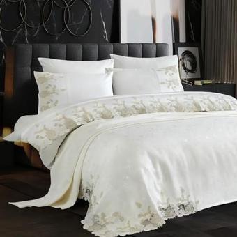 Nazik Home Floransa Nevresim-Pike Seti Krem Çift Kişilik