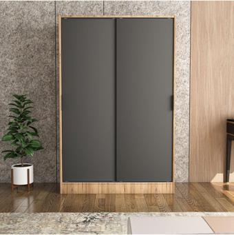 Tumblera Berceste Antrasit Atlantik Çam 2 Sürgü Kapaklı 8 Bölmeli Dolap Gardırop 120x48 cm