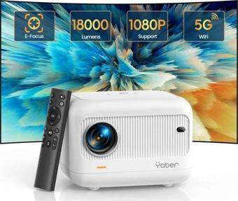 YABER 18000 Lümen 1080P Dış Mekan Projektörü Beyaz