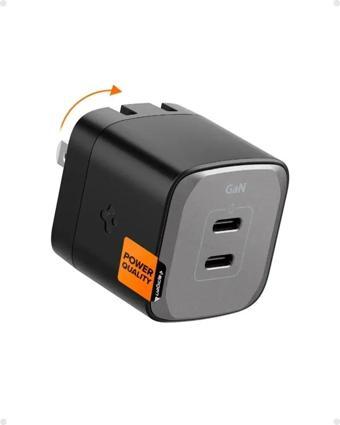 Spigen GaN III 352 35W 2 Bağlantı Noktalı Kompakt Katlanabilir Çift USB C Duvar Şarj Cihazı PD PPS S
