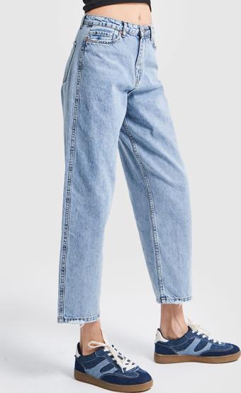 Kadın Snow Kot Rengi Relax Mom Fit Denim Pantolon
