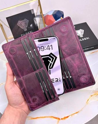 Fil Deri Telefon Bölmeli Cüzdan Mıknatıslı Ve El Bantlı Büyük Paraportföy 2028