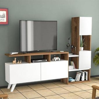 Bmdekor Tv Ünitesi Beyaz Ceviz 177 Cm