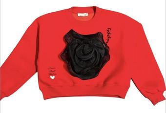 Kız Çocuk  Çiçek Akseuarlı Sweatshirt