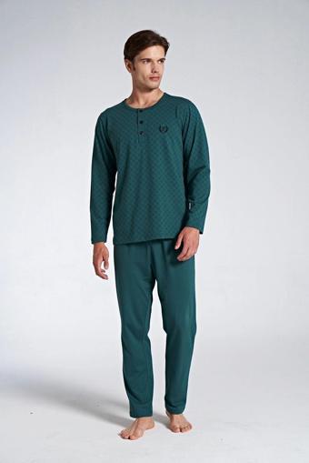 Gd Goldoremi 1750 Büyük Beden Erkek %100 Pamuklu Uzun Kollu Pijama Takım