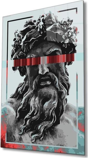 İdealizbiz Heykel Zeus Cam Tablo, Ev Ve Ofis Duvar Dekoru Hediyelik Büyük Tablo Dayanıklı Cam