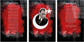 İdealizbiz Atatürk - Istiklal Marşı - Gençliğe Hitabe4 Cam Tablo (Toplam 3 Parça)
