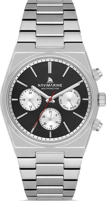 Navimarine NM257-01 Multifonksiyonlu Gümüş Renk Çelik Erkek Kol Saati
