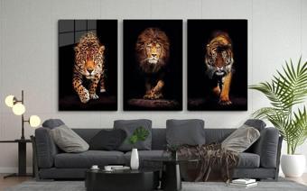 İdealizbiz Aslan,Kaplan,Jaguar 3 Lü Set Cam Tablo