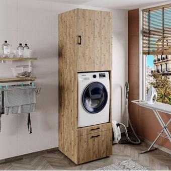 Roomart 2 Çekmeceli Çamaşır Ve Kurutma Makinesi Dolabı + Üst Dolap, Banyo Dolabı 240 Cm