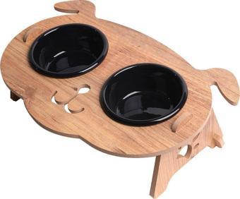 RealWood Köpek Mama Standı (8 mm MDF)(SERAMİK)( EĞİMLİ KÖPEK Modeli )