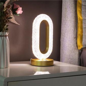Crystall Akustik Masa Lambası 3 Modlu USB Şarjlı Oval Dekoratif Şık Masa Lambası Kristal Efekt