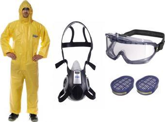 Tam Koruma Yüz Maskesi (Drager 3300 Maske-ABEK Filtre-Delta Plus Gözlük-L Beden Tulum)