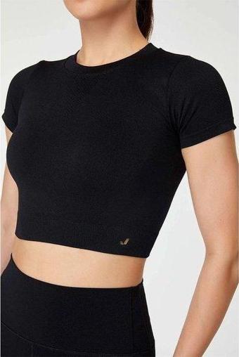 Jerf Captiva Yumuşak Dokulu & Esnek Crop Top - Siyah