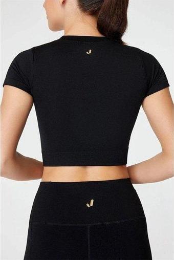 Jerf Captiva Yumuşak Dokulu & Esnek Crop Top - Siyah