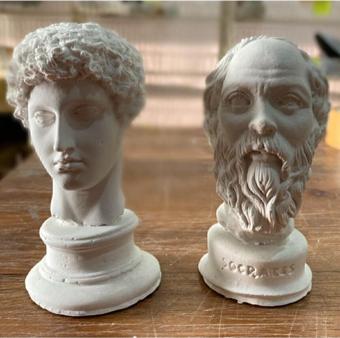 Elver Atolye Hermes Ve Socrates Beyaz Heykel Büst 2'Li Kutulu Ve Patpata Sarılı Gönderim