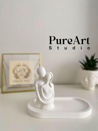 Pure Art Dekoratif Biblo Sarılan Çift Ve Sunum Tabağı 2'Li Set