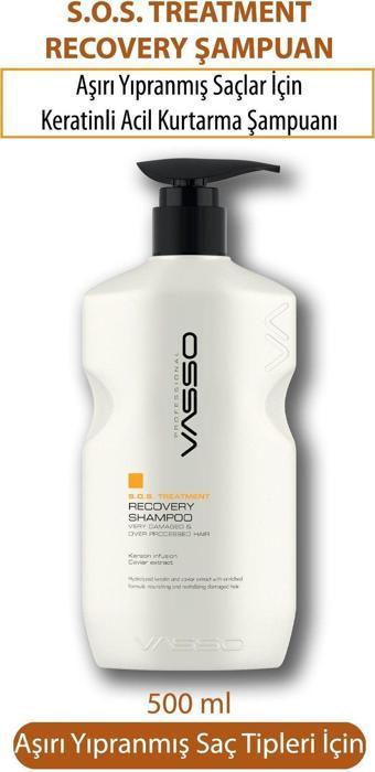 Vasso Aşırı Yıpranmış Saçlar Için Keratinli Acil Kurtarma Bakım Şampuanı 500 Ml