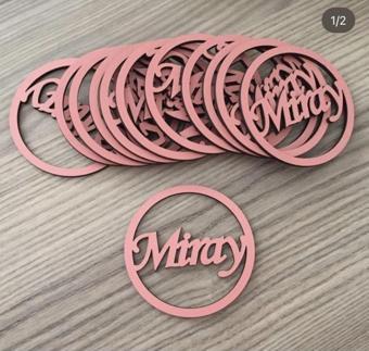 Gülüş Lazer Kesim 25 Adet 7 Cm Ahşap İsimli Çerçeve Süsleme Ürünü Magnet Yapım Ahşabı 7 Cm Pembe Renk