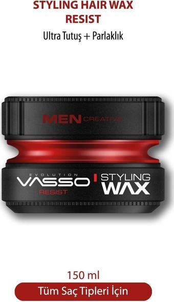 Vasso Kısa Saçlar Için 24 Saat Ultra Tutuş Ve Parlaklık Veren Wax - Resist Pro Aqua 150 Ml