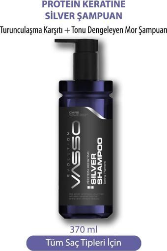 Vasso Turunculaşma Karşıtı Tonu Dengeleyen Keratinli Mor Şampuan -Keratin Silver Shampoo 370 Ml