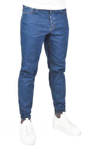 DeepSEA Erkek Lacivert Paçası Lastikli Likralı Jogger Jean Kot Pantolon 2406358