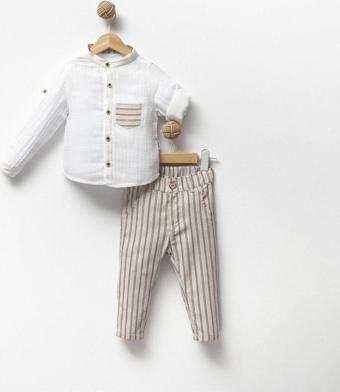 Overdo Erkek Çocuk Müslin Kumaş Gömlek Ve Keten Pantalon