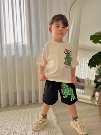 ERKEK ÇOCUK LEGO MODELLİ BASKILI ŞORTLU PAMUK TAKIM