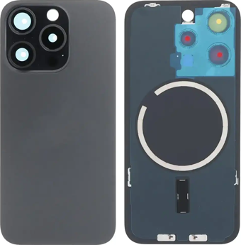 İphone 15 PRO Full Arka Kapak Orijinal Arka Kemere Lensli (CAM) SİYAH