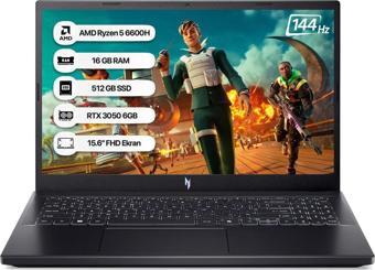 Acer Nitro V15 NH.QSHEY.005-16 Ryzen5-6600H 16GB 512GB SSD RTX3050-6GB 15.6" 165Hz Freedos Taşınabilir Bilgisayar