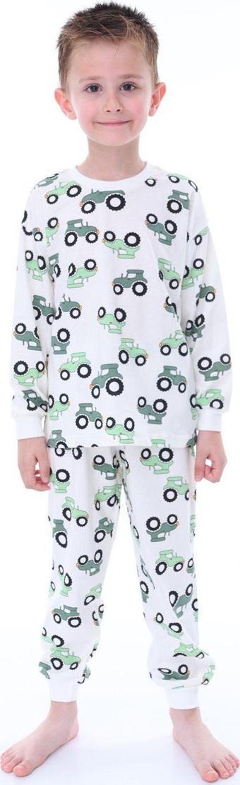 Yeşil Araba Desenli Erkek Pijama Takımı