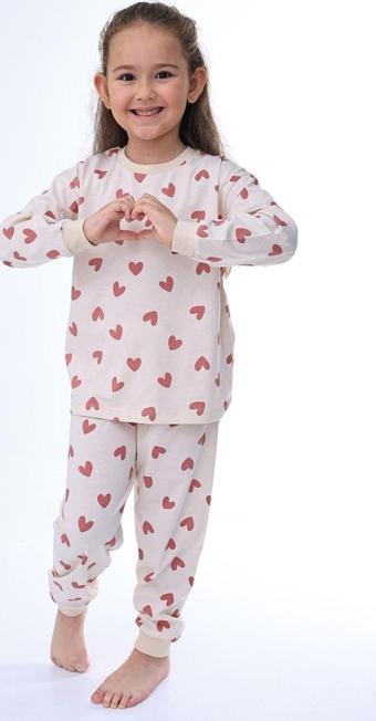Minik Kalpler Desenli %100 Pamuk Kız Çocuk Pijama Takımı