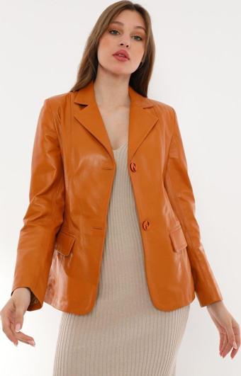 Basics&More Kadın Blazer Camel Deri Ceket-Wblazer Camel M